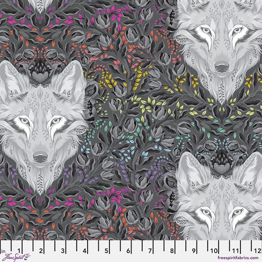 [PWTP256.CARBON] Graywork by Tula Pink - Wolf of Pink Street in Carbon