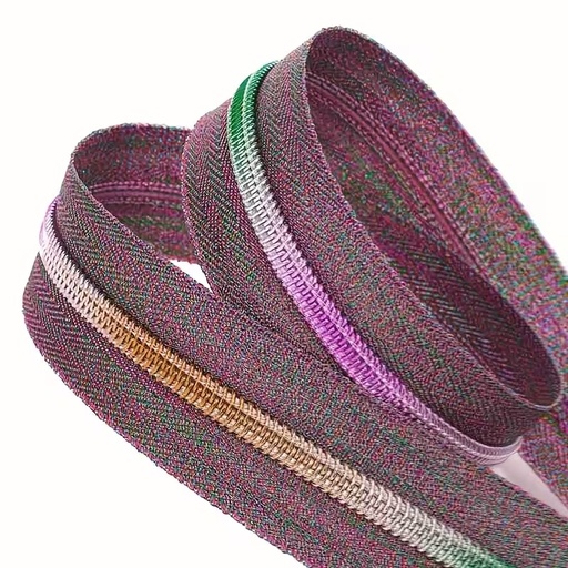 Zipper by the Yard Shimmer Tape - 2 Yards, 2 Pulls