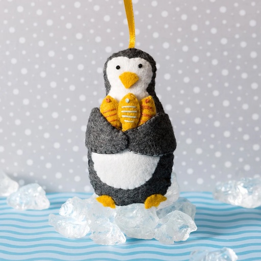 [MKPGN1F] Wool Mix Felt Craft Kit - Folk Embroidered Penguin by Corinne Lapierre