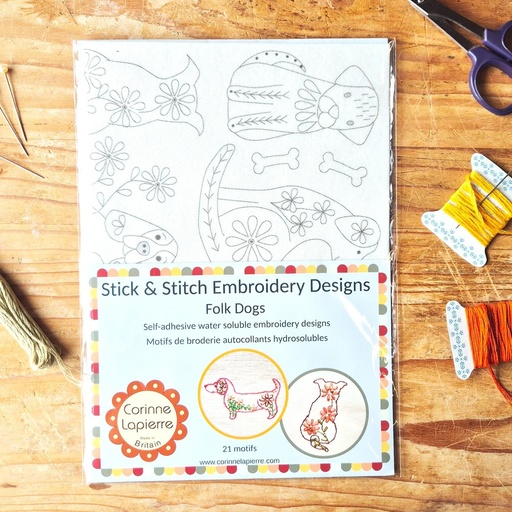 [SNSFDG1O] Stick & Stitch Embroidery Kit - Folk Dogs by Corinne Lapierre