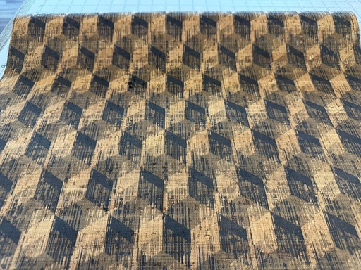 Cork Fabric - Dark Green/Black Cubed Geo