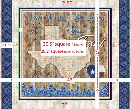 [31790 X] All Texas Shop Hop 2026 - Texas Map Panel 36" x 43"