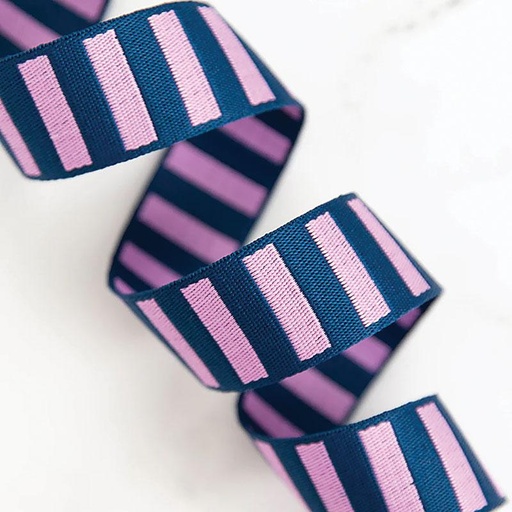 [SSCWEB 06] 1 1/2" Webbing - Bold Stripe Navy/Peony by Stitch Supply Co.