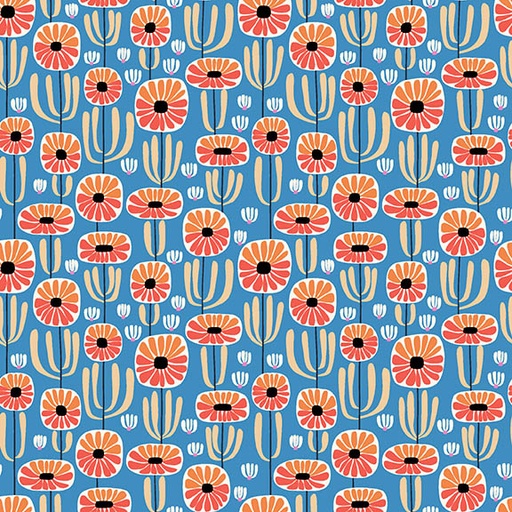 [31747 B] Cozy Cats by Kate Lower - Stem Flowers in Blue