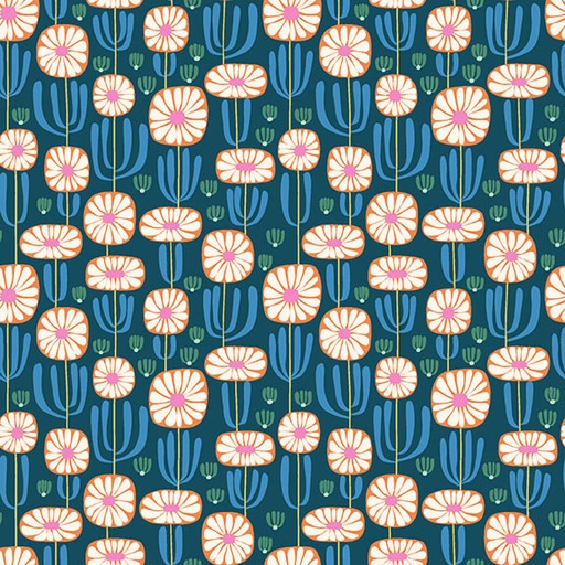 [31747 Q] Cozy Cats by Kate Lower - Stem Flowers in Dark Teal