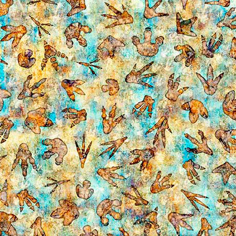 [31738-X] Savage Kingdom by QT Fabrics - Dino Tracks in Multi