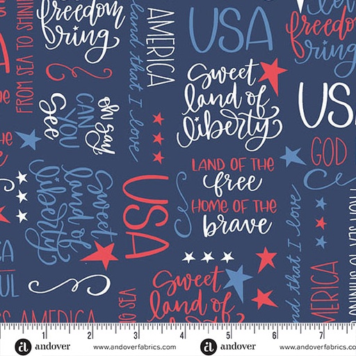 [AW-10062-B] Oh Say Can You Sew by Amy Latta - Wideback 108" Land That I Love in Navy