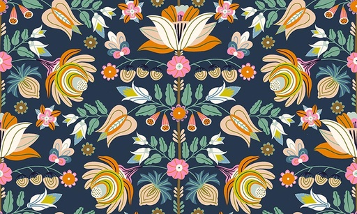 [31523-N] Serenade by Ink & Arrow - Folk Bouquet in Navy