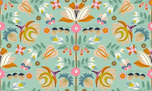 [31523-Q] Serenade by Ink & Arrow - Folk Bouquet in Aqua