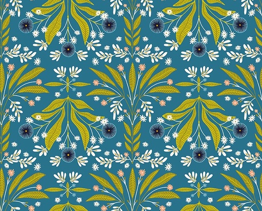 [31525-B] Serenade by Ink & Arrow - Floral Burst in Blue