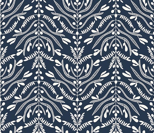 [31529-N] Serenade by Ink & Arrow - Damask Branches in Navy