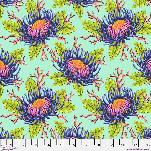 [PWTP265.SEAFOAM] Floral Reef by Tula Pink - Friends & Anemones in Seafoam