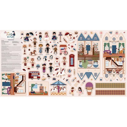 [FT17088-PANEL] A Spoonful of Sugar by Jennifer Long - Mary Poppins Storybag Felt Panel 36.5"x69.5"