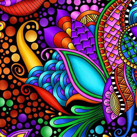 [26369 JX] Carnivale by Debi Payne - Floral Geometric in Black