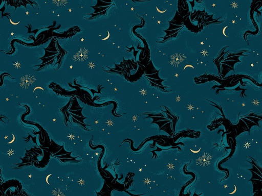 [RS2131 14M] Fireglow by Sarah Watts - Etched Dragons in Galaxy