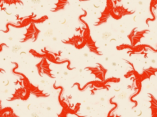 [RS2131 11M] Fireglow by Sarah Watts - Etched Dragons in Dark Ruby