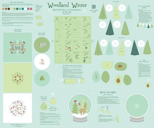 [9076P-16] Just Make It! Seasonal by Little Dear - Woodland Winter 36" Panel