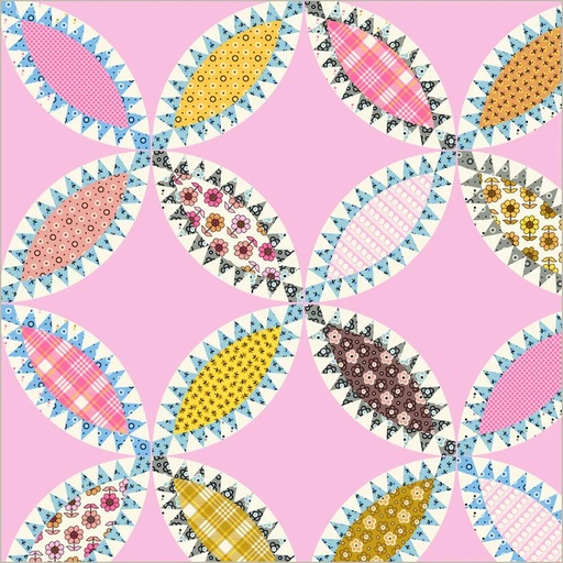 [53640D-1] Made Easy by Denyse Schmidt - Tobacco Leaf Cheater in Light Pink