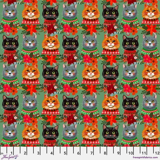 [PWMC109.XSAGE] Christmas Pets by Mia Charro - Christmas Cats in Sage