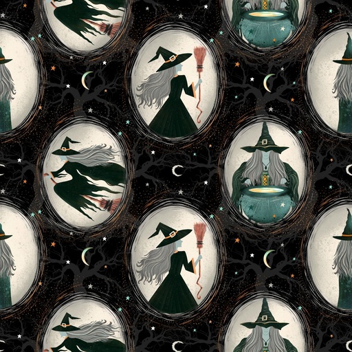 [4862-99] Witchy Wicked by Rose Halsey - Witch Cameos in Black
