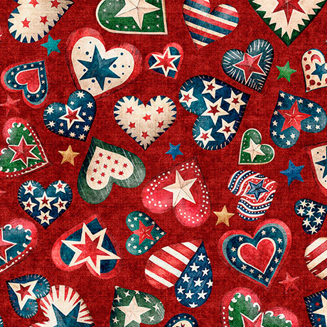 [32045-R] All American Snowman by Morris Creative Group - All American Hearts in Red