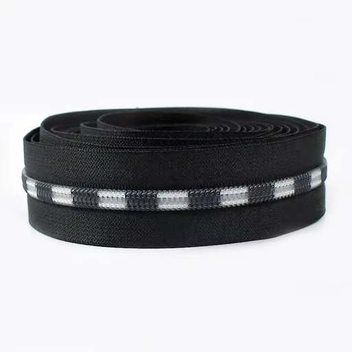 [BWZIP] Zipper By The Yard B&W Teeth on Black Tape - 2yds