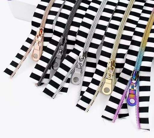 Zipper by the Yard Wide Stripe Black & White - 2 Yards, 2 Pulls