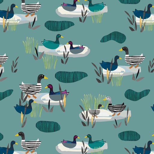 [4593-67] Highland Walk by Alison Woodside - Ducks in Teal