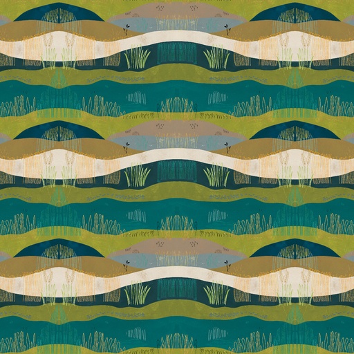 [4594-67] Highland Walk by Alison Woodside - Field Stripe in Teal