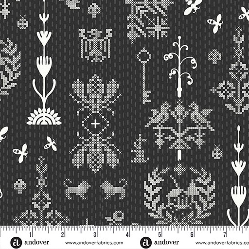 [A-10334-K] Jinny by Alison Glass - Redwork in Panda