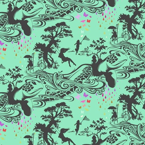 [PWTP276.SWEETMINT] Prince Charming Deja Vu by Tula Pink - Turtle Bay in Sweet Mint
