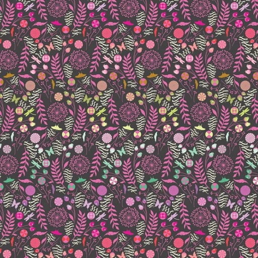 [MKTP014.LICORICE] Prince Charming Deja Vu by Tula Pink - Dandelion in Licorice 60" Minky (copy) (copy)