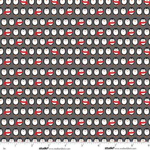 [E-9334F-93] The Cool Club Flannel by Art By Bella - Mini Penguins in Storm