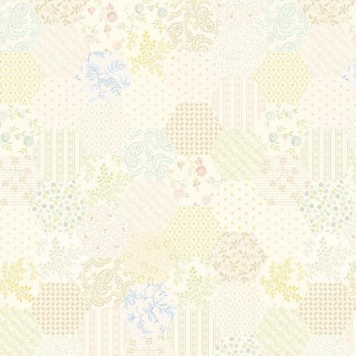 [QB162114D] Patrick's Promise by Christine Schulte - Hexagons in Vanilla Wideback 108"