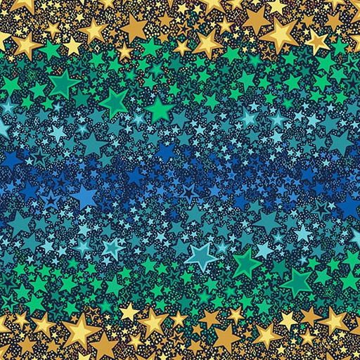 [MU-247-B] Orbit by Makower UK - Ombre Star in Blue