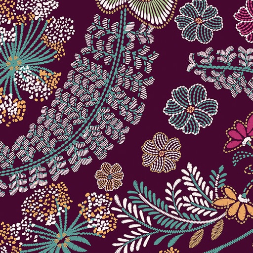 [15252M-89] Majestic Garden by Benartex - Majestic Floral Garden in Wine