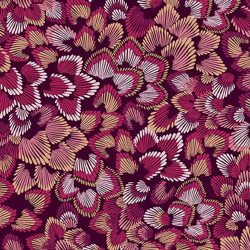 [15254M-89] Majestic Garden by Benartex - Feathery Leaves in Wine