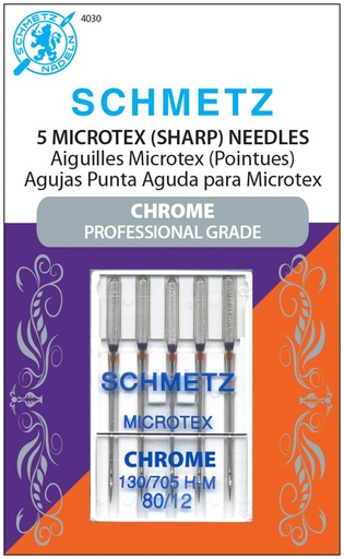 [S-4030] SCHMETZ Needles - Chrome Microtex Size 80/12