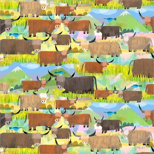 [55457D-3] Animal Kingdom by Gareth Lucas - Highland Cows in Grasslands