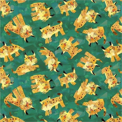 [55460D-6] Animal Kingdom by Gareth Lucas - Solitary Lynx in Pine Green