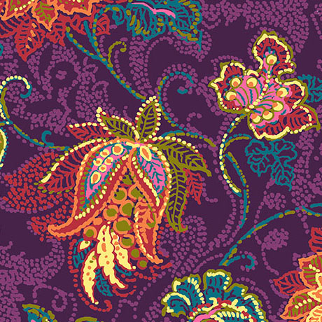[32359 VFLN] Paisley Pop Flannel by QT Fabrics - Dotted Jacobean in Eggplant