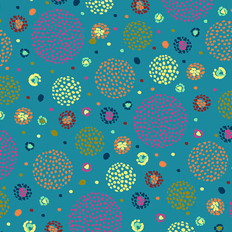 [32360 QFLN] Paisley Pop Flannel by QT Fabrics - Dotted Circles in Turquoise