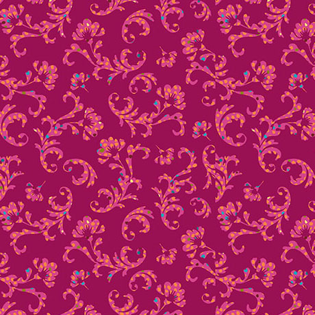 [32361 PFLN] Paisley Pop Flannel by QT Fabrics - Scroll in Magenta