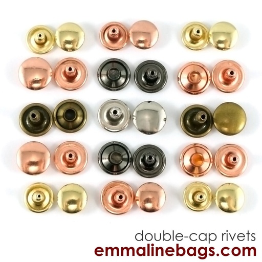 Double Cap Rivets - Medium (9mm Cap x 8mm Post) 50 Pack